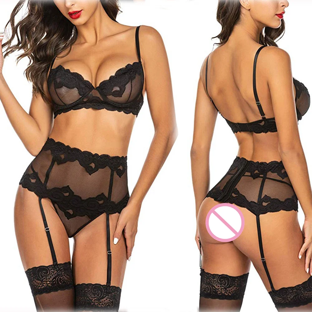 3PCS Set Women Sexy Bra+waist Belt+g-string Female See Through Lace Lingerie Lady Nightwear Sheer Sleepwear Garters Underwear
3PCS Set Women Sexy Bra+waist Belt+g-string Female See Through Lace Lingerie Lady Nightwear Sheer Sleepwear Garters Underwear