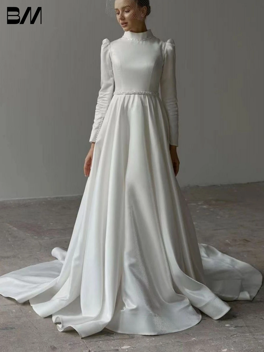 Elegant A-line Wedding Dresses Muslim Long Sleeve Bridal Gown Simple High Neck Floor-length Bride Dresses Vestidos De Novia
Elegant A-line Wedding Dresses Muslim Long Sleeve Bridal Gown Simple High Neck Floor-length Bride Dresses Vestidos De Novia