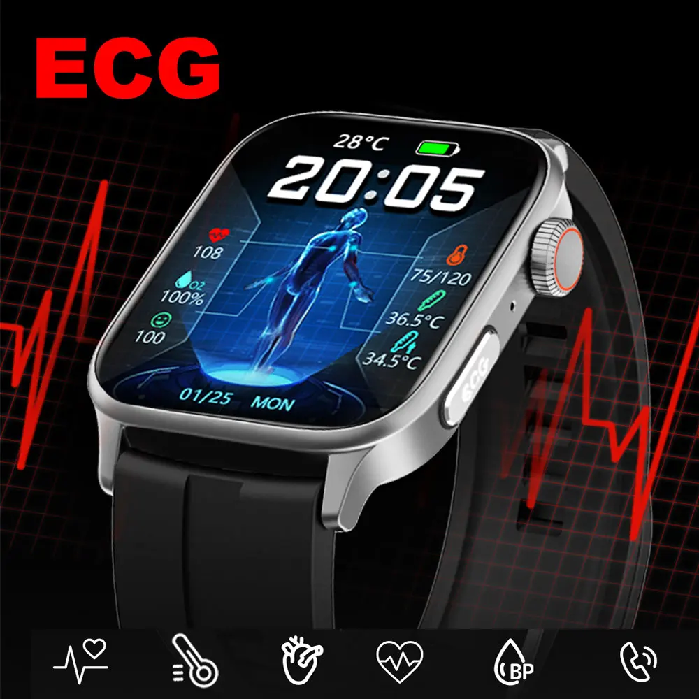 

2024 New Smart Watch ECG+PPG Body Temperature Heart Rate Monitoring SmartWatch IP67 Waterproof Multi-sport Modes Fitness Watches