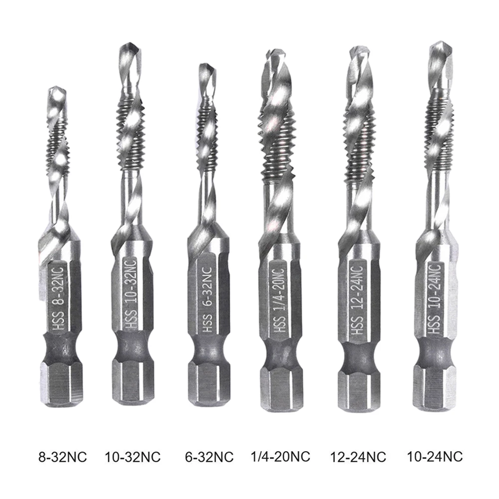 6pcs Hex Shank HSS Tap Drill Bits Set Hex Shank Screw Thread Bit Screw Machine Compound Tap Hand Tools 6-32NC 8-32NC 10-24NC
6pcs Hex Shank HSS Tap Drill Bits Set Hex Shank Screw Thread Bit Screw Machine Compound Tap Hand Tools 6-32NC 8-32NC 10-24NC