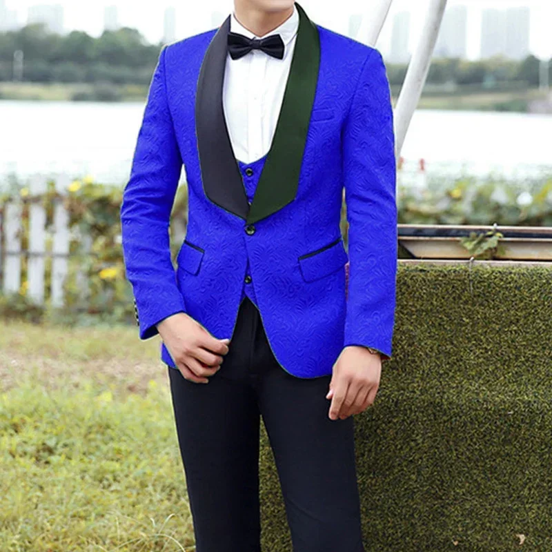 2024 Men's Casual Business Wedding Suits Coat Vest Pants / Male Big Black Collar Dark Pattern Blazers Jacket Trousers 3 Pcs Set
2024 Men's Casual Business Wedding Suits Coat Vest Pants / Male Big Black Collar Dark Pattern Blazers Jacket Trousers 3 Pcs Set