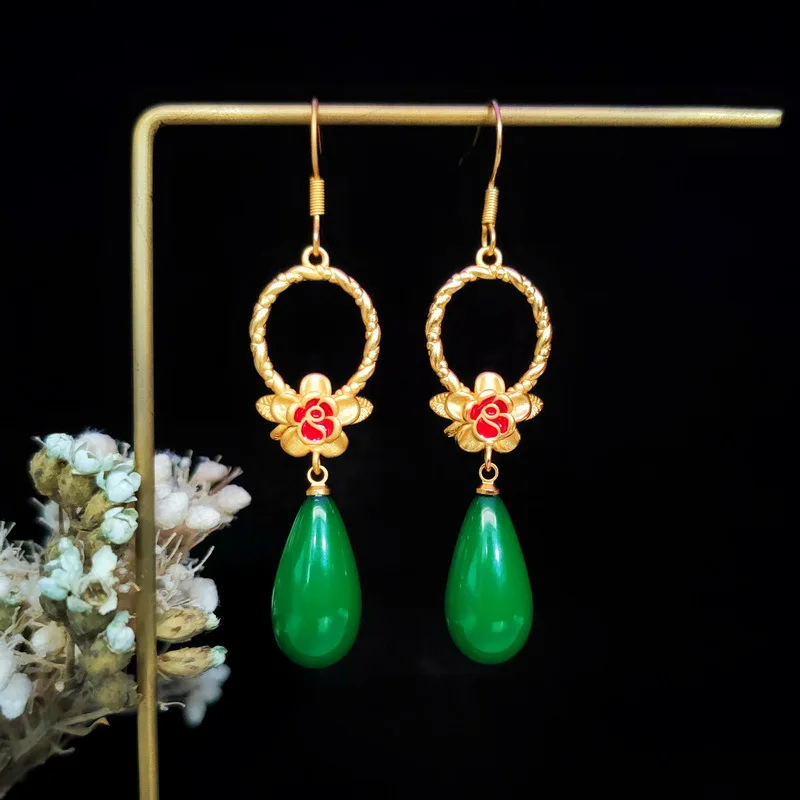 Antique tassel earrings Women's flower earrings Jasper glittering enamel earrings
Antique tassel earrings Women's flower earrings Jasper glittering enamel earrings