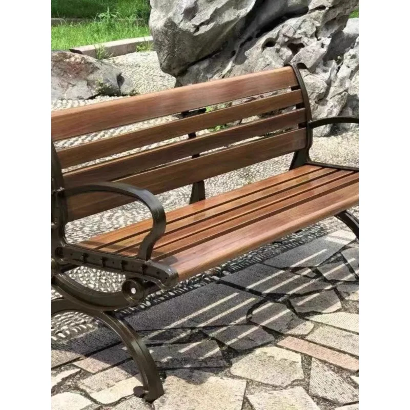 

Park chair outdoor bench courtyard leisure anticorrosive wooden chair outdoor wrought iron cast aluminum alloy seat back bench