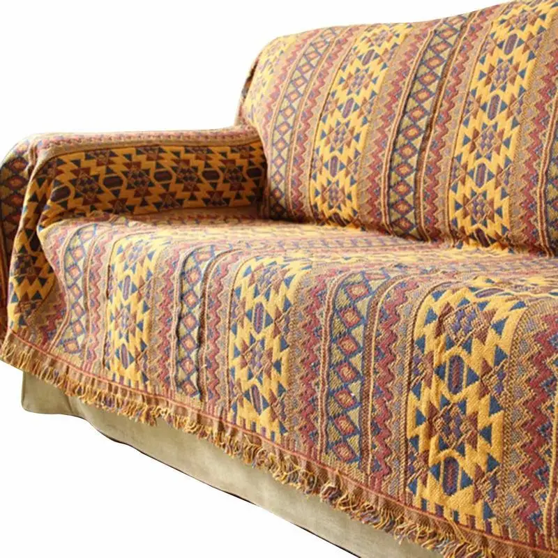 

Богемное вязаное утолщенное полотенце, одеяло с кисточками для дивана, декоративное покрывало для дивана, клетчатое строченное одеяло