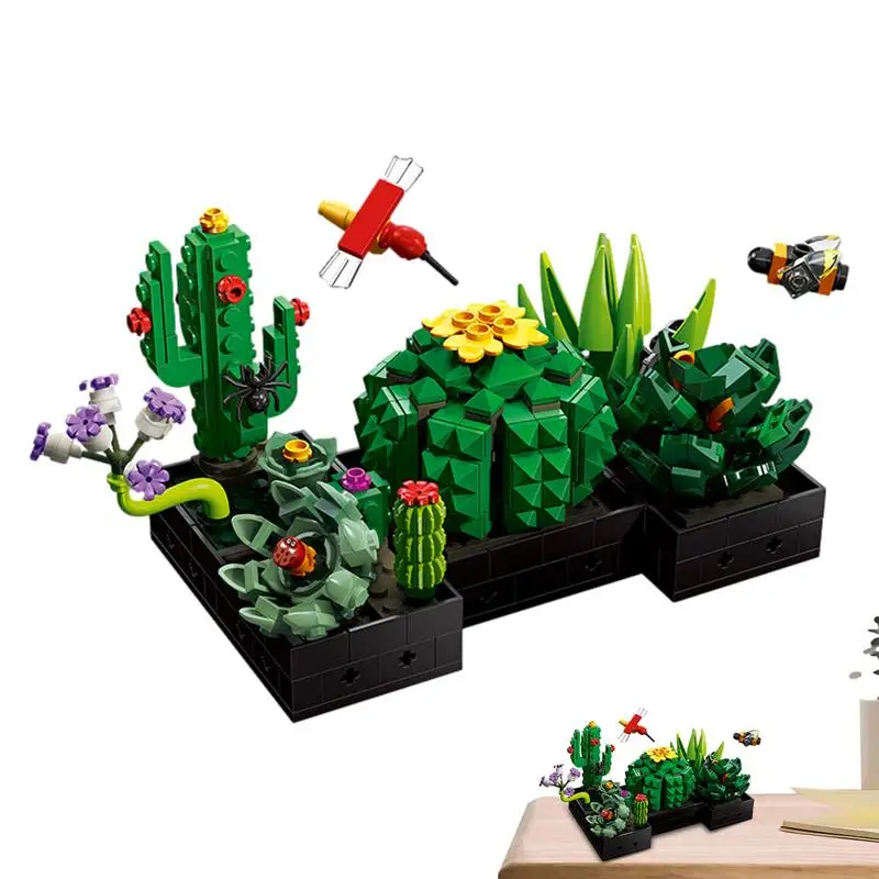 

DIY Succulents Building Bricks Succulents Plants Building Kit Reusable Bonsai Bouquet Building Toy For Bedroom Tables