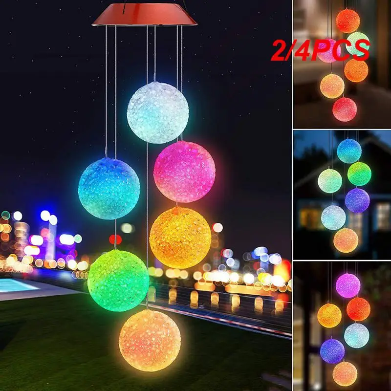 

2/4PCS Solar Powered LED Wind Chime Portable Color Changing Spiral Spinner Windchime House Outdoor Hanging Decorative Windbell