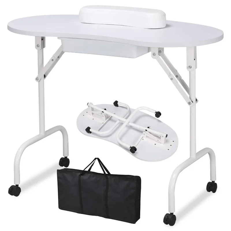 37-inch Portable &Foldable Manicure Table Nail Desk Workstation with Large Drawer/Client Wrist Pad/Controllable Wheels/Carrying
37-inch Portable &Foldable Manicure Table Nail Desk Workstation with Large Drawer/Client Wrist Pad/Controllable Wheels/Carrying