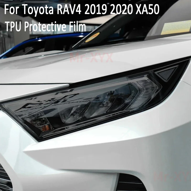 

2 Pcs For Toyota RAV4 2019 2020 XA50 Car Headlight Tint Black Protective Film Protection Transparent TPU Sticker Accessories