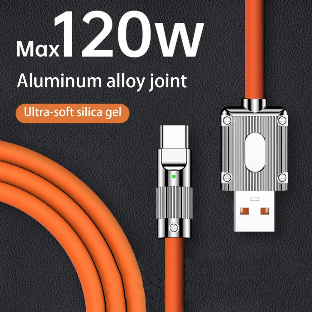 

Data Cable with Light Indicator 120W 6A 6mm Overvoltage Protection Fast Charging USB Type C Cable for for Android