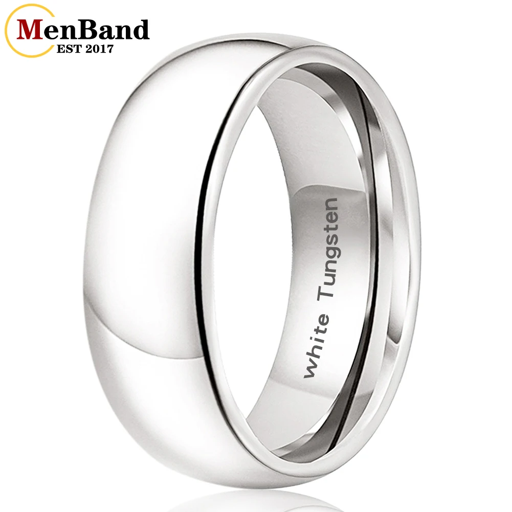 

2mm 4mm 6mm 8mm 10mm White Tungsten Carbide Wedding Band Men Women Engagement Ring Dome High Polished Finish Comfort Fit