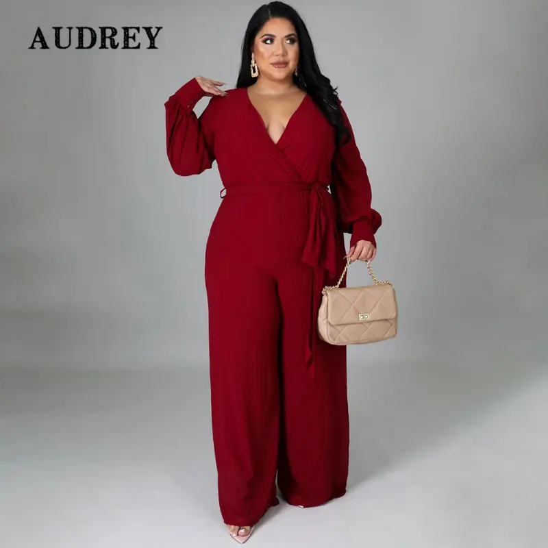 Plus Size Elegant Lantern Sleeve Belt Loose Jumpsuit Women V-Neck Lace Up Wide Leg Pants Summer Outfits Office Ladies Clothing
Plus Size Elegant Lantern Sleeve Belt Loose Jumpsuit Women V-Neck Lace Up Wide Leg Pants Summer Outfits Office Ladies Clothing