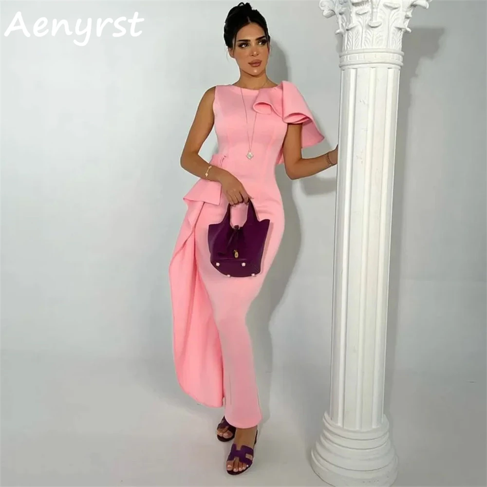 Aenyrst Pink O-Neck Mermaid Saudi Arabia Evening Dresses Crepe Bodycon Prom Gowns Ankle Length Party Dress Long فساتين السهرة
Aenyrst Pink O-Neck Mermaid Saudi Arabia Evening Dresses Crepe Bodycon Prom Gowns Ankle Length Party Dress Long فساتين السهرة