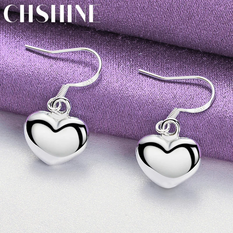 

CHSHINE 925 Sterling Silver Solid Heart Earrings For Women Wedding Engagement Fashion Charm Jewelry