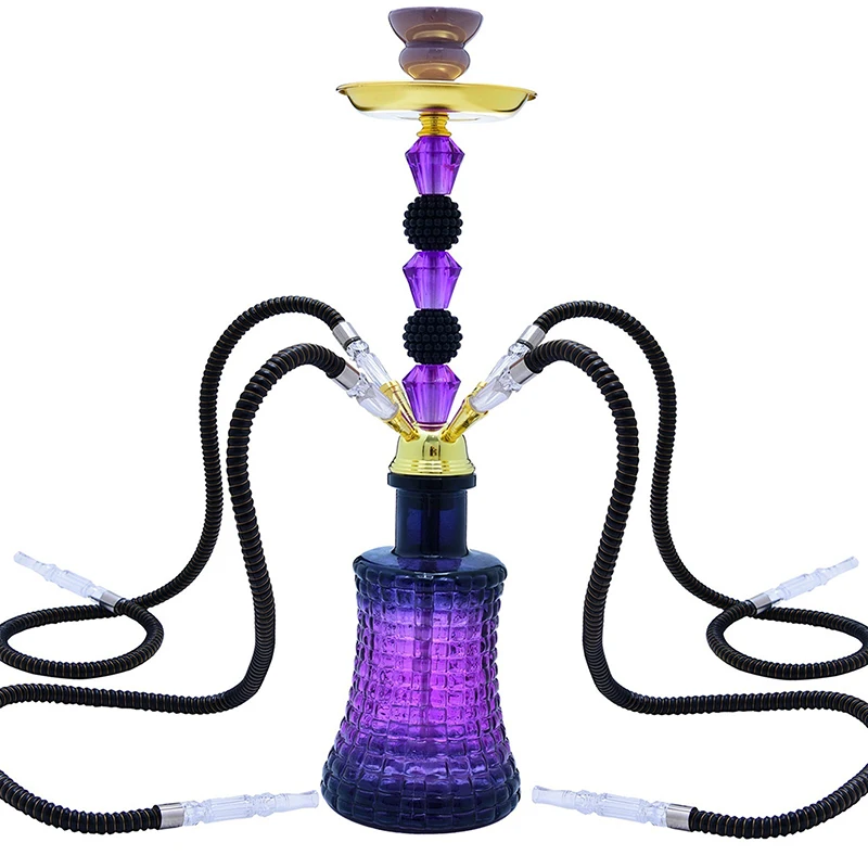 Hookah Set, 4 Hose 21.6 inch Shisha Set Thickened Glass Vase Base with Hookah Complete Accessories 
Hookah Set, 4 Hose 21.6 inch Shisha Set Thickened Glass Vase Base with Hookah Complete Accessories