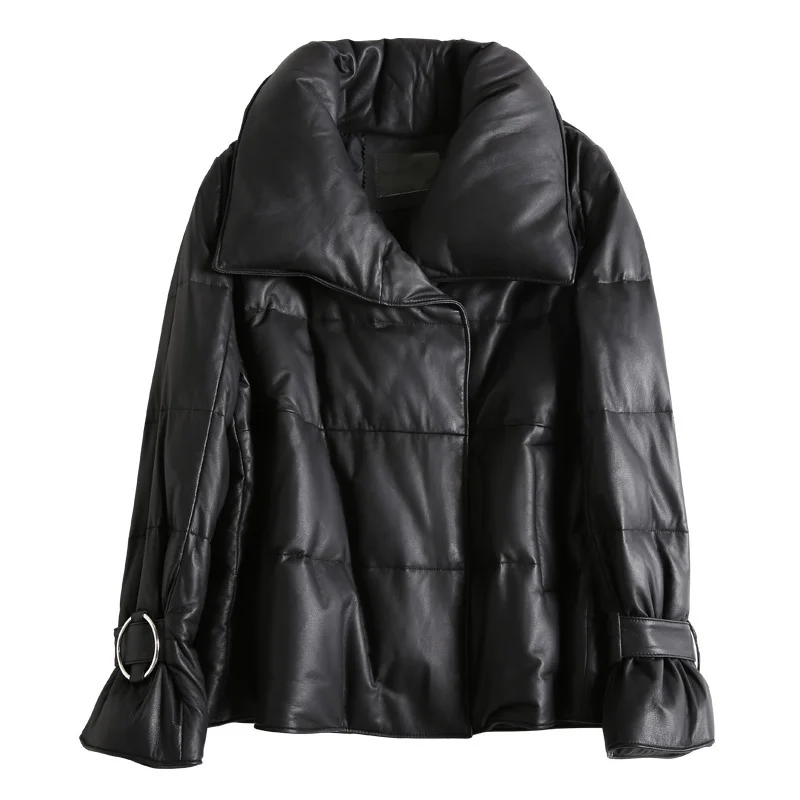 Новинка, кожаные куртки для женщин, зимняя пуховая куртка из натуральной кожи, женское Новое корейское модное приталенное пальто из овчины для женщин W 
Новинка, кожаные куртки для женщин, зимняя пуховая куртка из натуральной кожи, женское Новое корейское модное приталенное пальто из овчины для женщин W