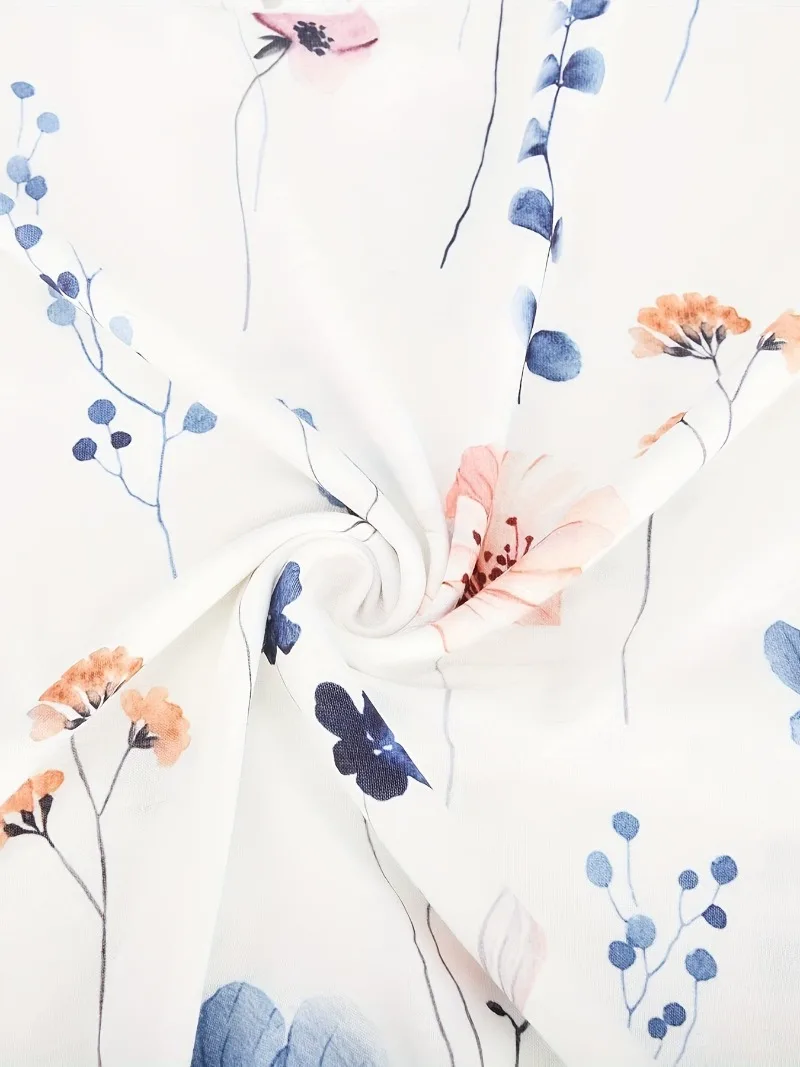 Plus Size 1XL-5XL Women's Floral Print Top Long Sleeved Hollow Out Casual Shirt V-neck Fashionable Shirt Plus Size 1XL-5XL Women's Floral Print Top Long Sleeved Hollow Out Casual Shirt V-neck Fashionable Shirt