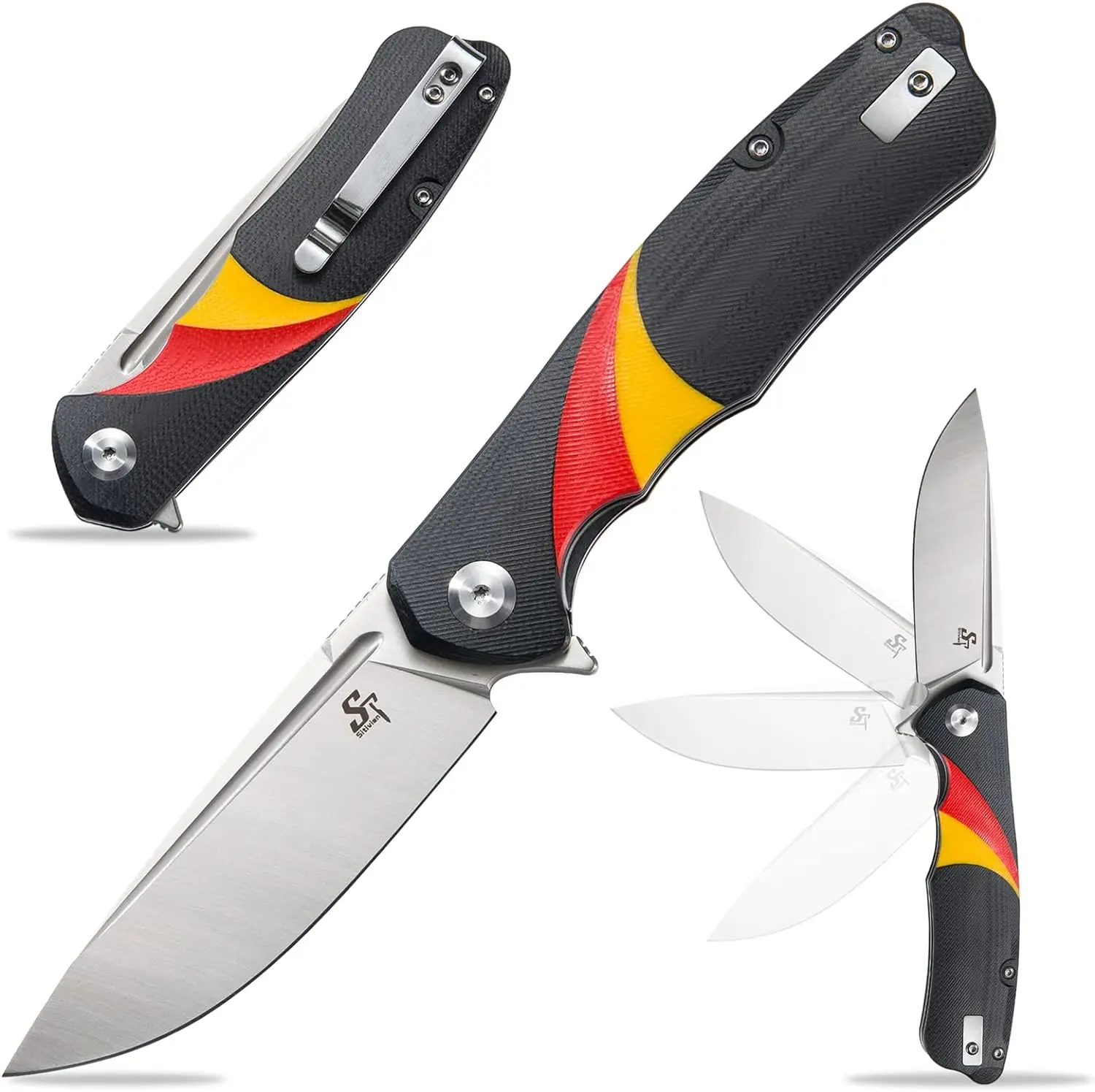 

Sitivien ST132 Folding Pocket Knife D2 Steel Blade G10/ Micarta Handle EDC Knives for Working Camping Survival Collection