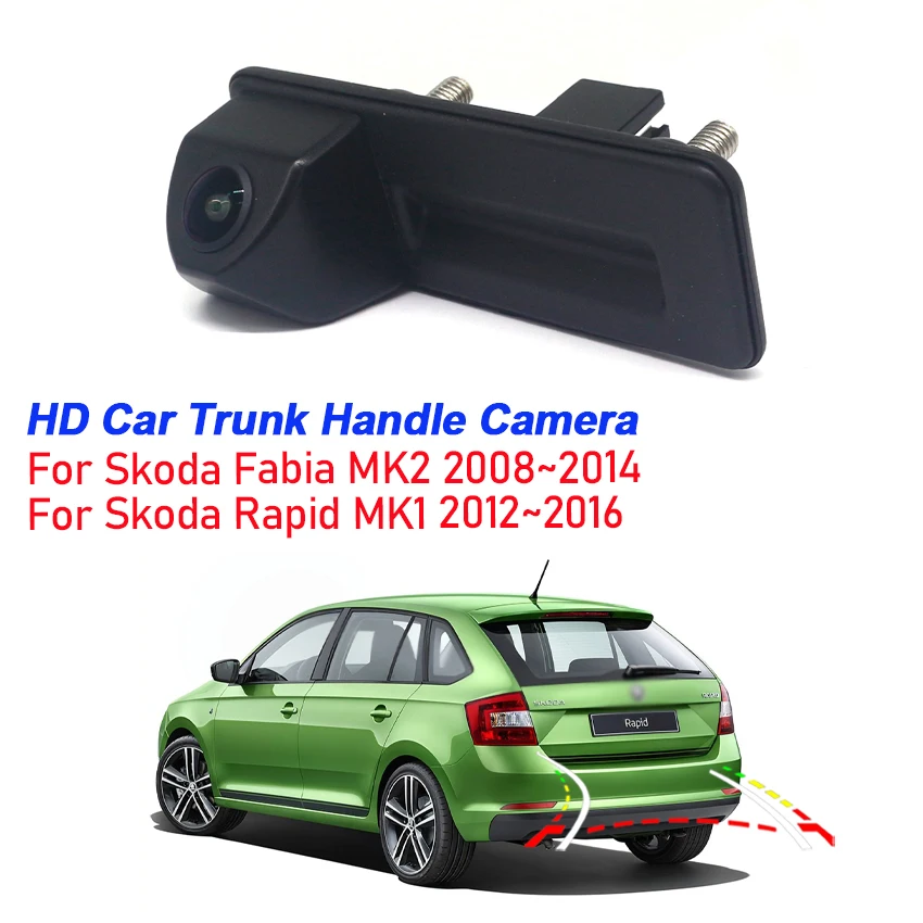 

CCD Full HD Fisheye Rear View Camera For Skoda Fabia MK2 Rapid MK1 2008~2016 Car Trunk Handle Camera Reverse Parking Monitor