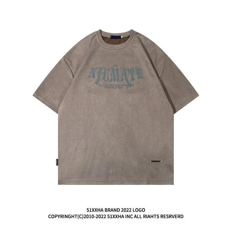 Trendy brand retro letter embroidery buckskin short-sleeved T-shirt mens American hiphop loose half-sleeved T-shirt camisetas
Trendy brand retro letter embroidery buckskin short-sleeved T-shirt mens American hiphop loose half-sleeved T-shirt camisetas
