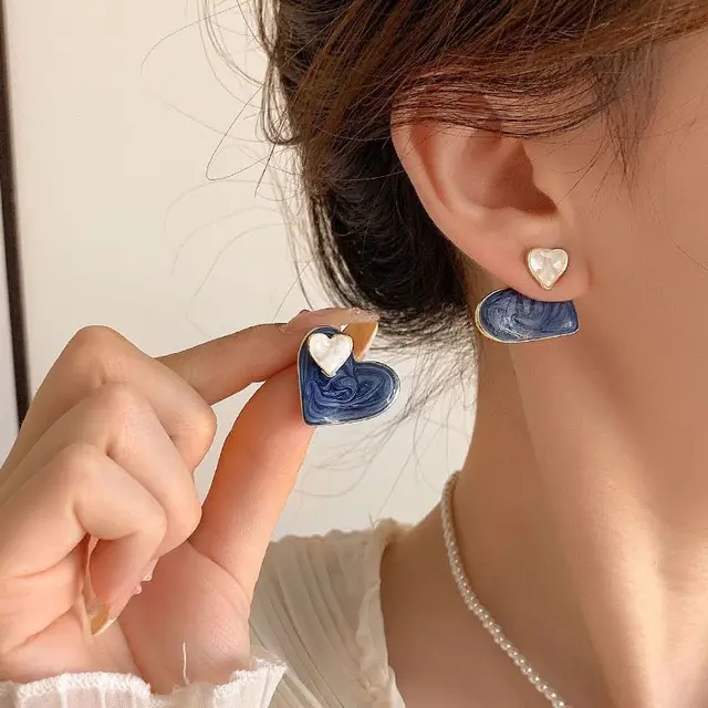 Boucles d'oreilles pendantes géométriques en résine vintage pour femmes, breloques, élégantes, irrégulières, pendentif bleu, bijoux fantaisie, cadeaux de fête, 2024 2