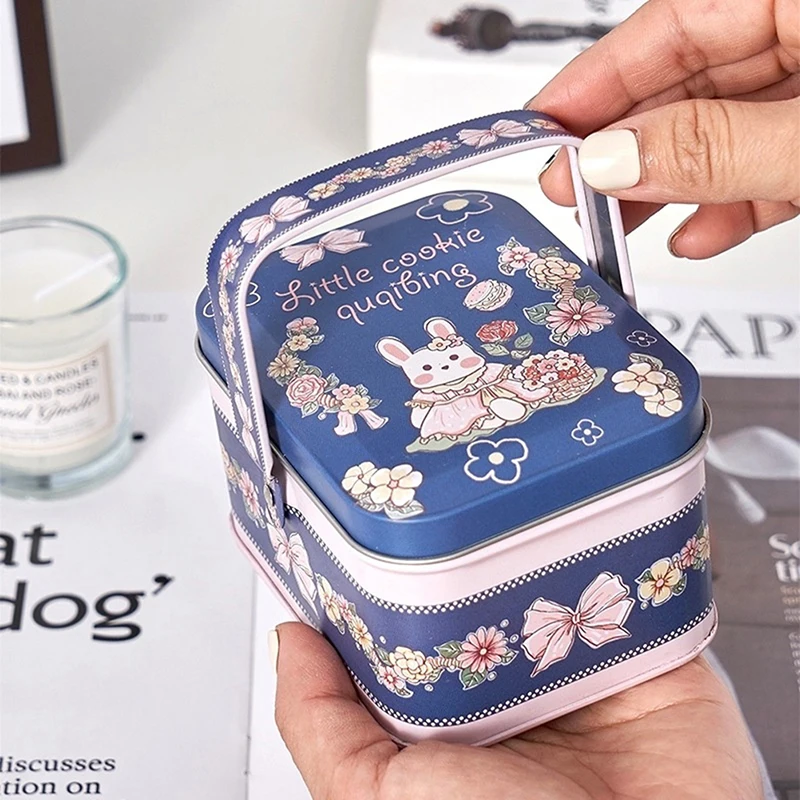 

1Pc Easter Vintage Small Suitcase Storage Tin Metal Candy Box Gift Box Cookie Gift Box Sundries Organizer Storage Cans