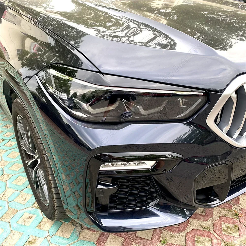 

2pcs ABS Glossy Car Evil Headlight Eyebrows Eyelid 3D Sticker Trim For BMW X5 G05 X6 G06 30i 30d 35i 35d M50i M50d 2018-2022