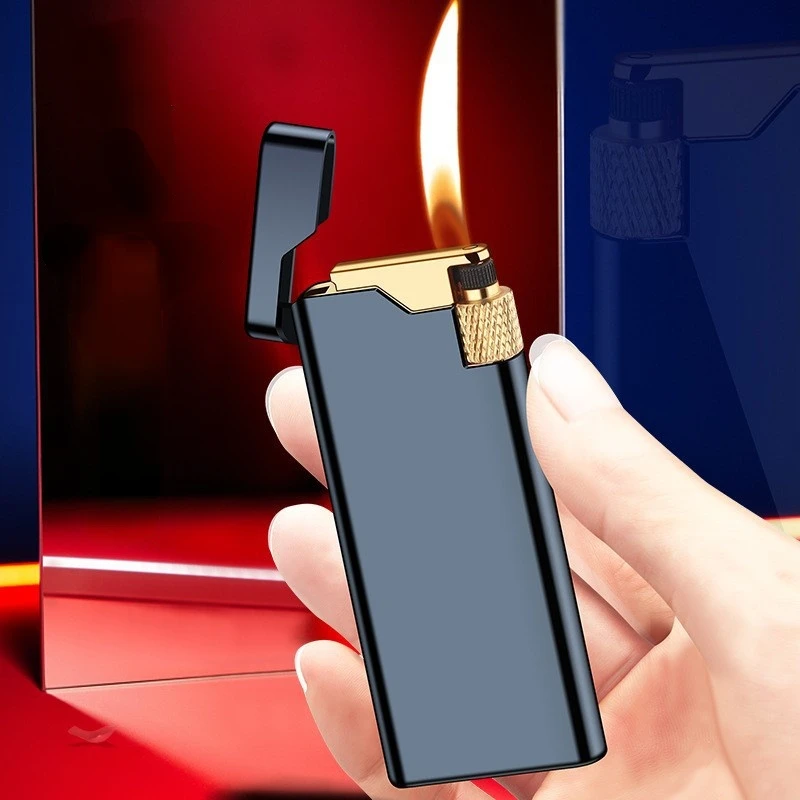 

Grinding Wheel Flint Metal Cigarette Lighter Ultra Thin Mini Gas Flames Lighters Smoking Accessory Butane Gadgets for Men