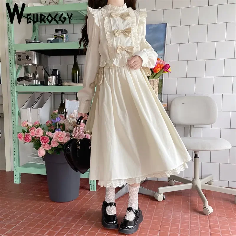 Japanese Vintage Y2k Aesthetic Ruffled Woman Dress Long Sleeve Sweet Boho Dress 2023 Bow Patchwork Long Dresses for Women
Japanese Vintage Y2k Aesthetic Ruffled Woman Dress Long Sleeve Sweet Boho Dress 2023 Bow Patchwork Long Dresses for Women