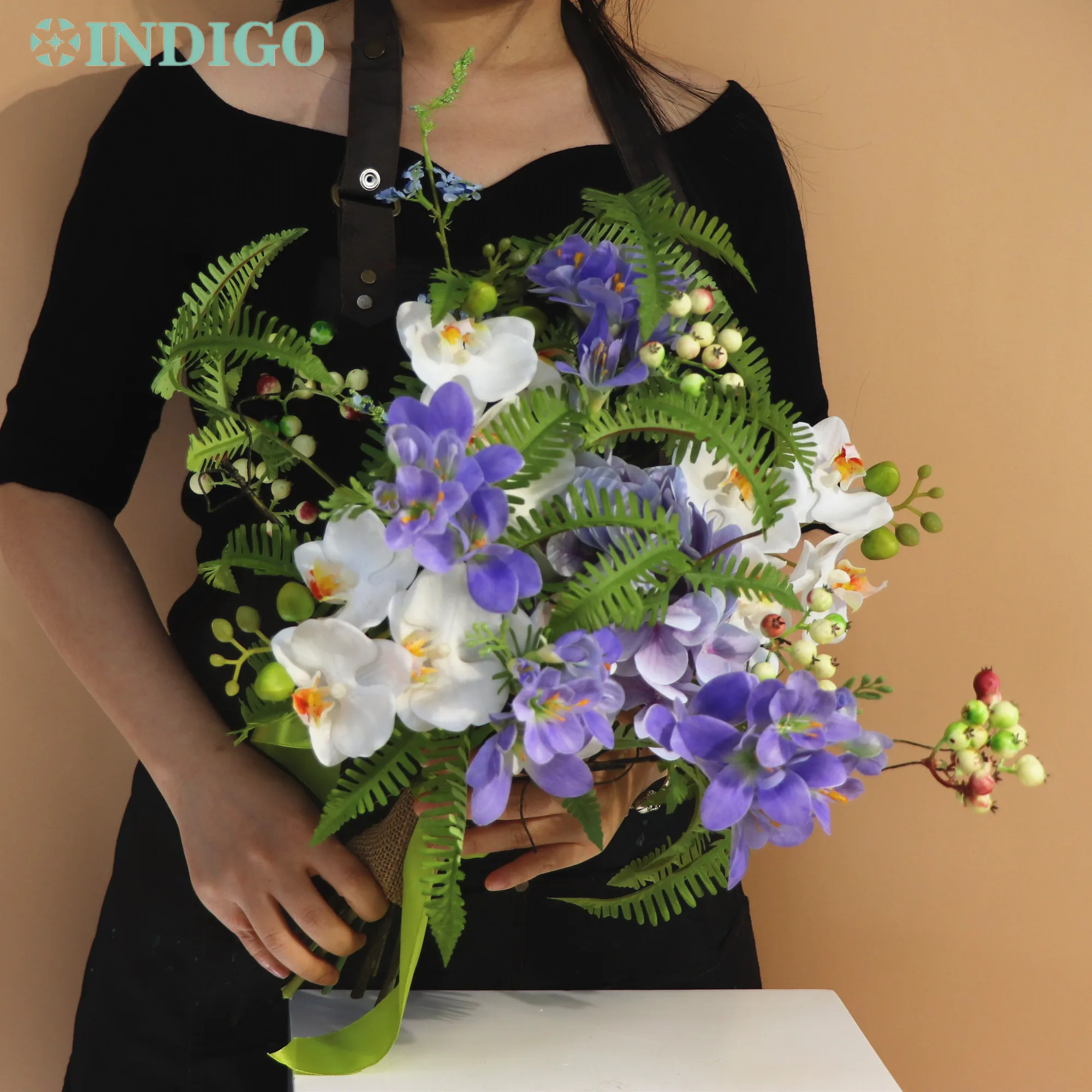 

INDIGO-Artificial Flower Bouquet, Rose, Calla, Eucalyptus, Tulip, Wedding, Bride Holding Flower, Event, Home Decoration,Designed