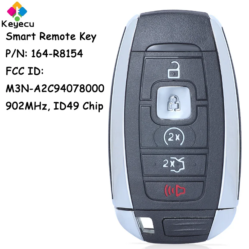 

KEYECU Smart Remote Control Car Key for Lincoln Continental Navigator Nautilus MKX MKC MKZ Fob M3N-A2C940780 164-R8154 902MHz
