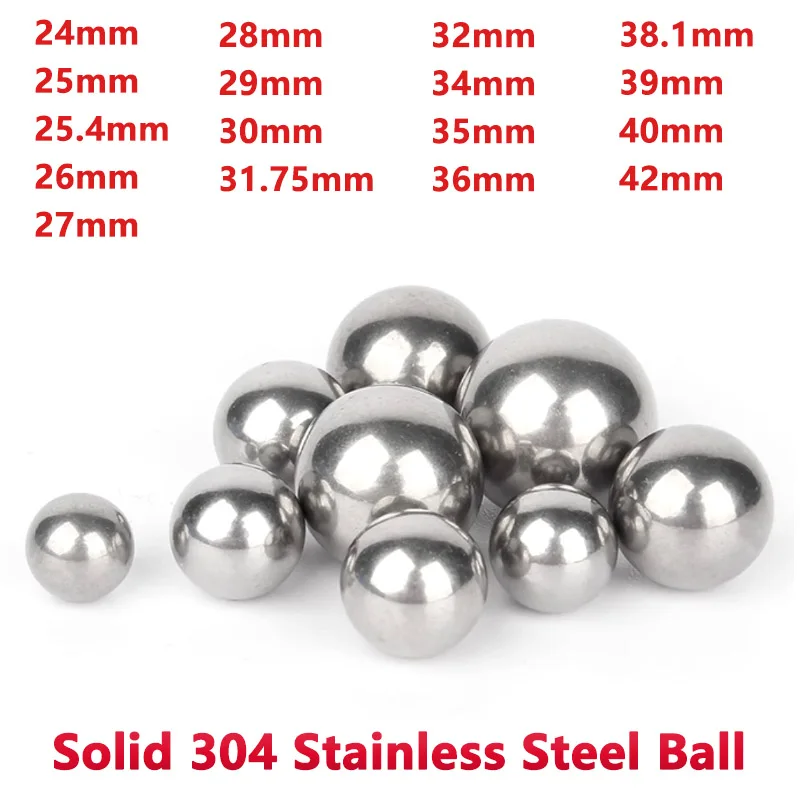 

1pc Solid 304 Stainless Steel Balls Dia 24/25/25.4/26/27/28/29/30/31.75/32/34/35/36/38.1/39/40/42mm Precision Bearing Steel Ball