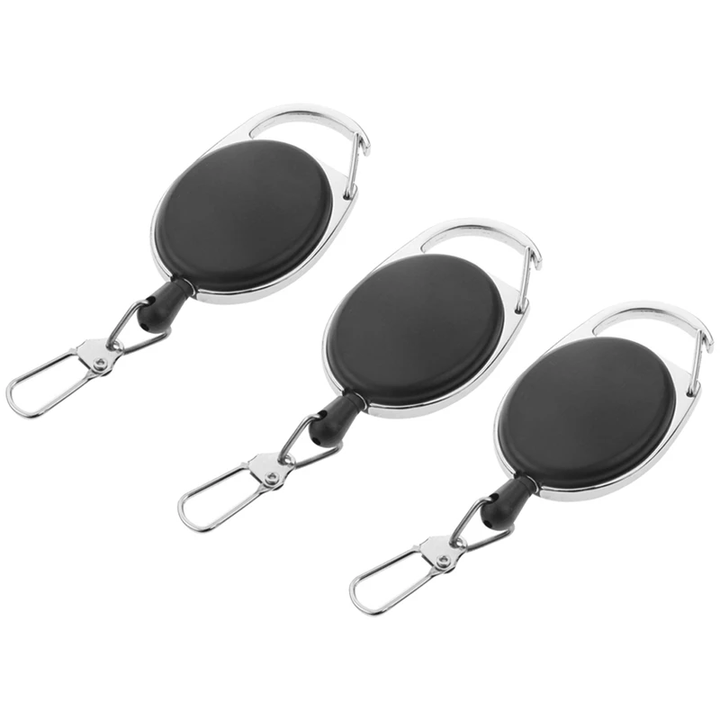 Hot TTKK 3X Heavy Duty Retractable Carabiner Badge Tinker Reels 60Cm Pull Wire With Key Ring Clip Black
Hot TTKK 3X Heavy Duty Retractable Carabiner Badge Tinker Reels 60Cm Pull Wire With Key Ring Clip Black