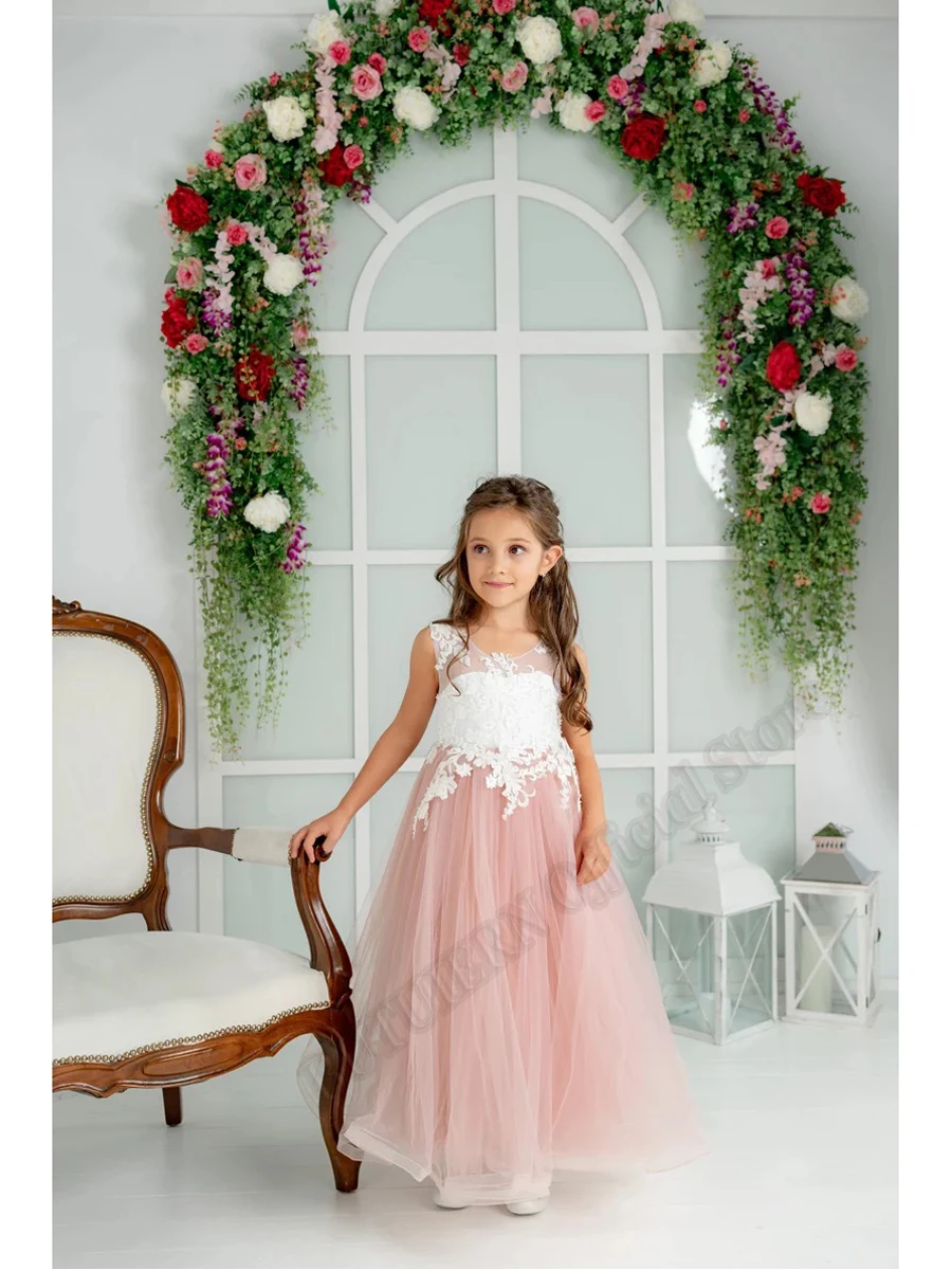 

Dusty Rose Princess Flower Girl Dresses Tutu Ball Gown Baby Girls Couture Birthday Wedding Party Dresses Costumes Customised