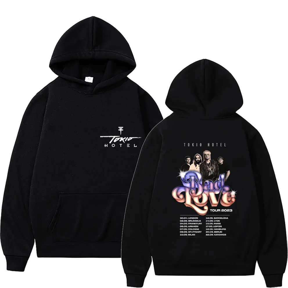 

Rock Band Tokio Hotel Bad Love Tour 2023 Back Print Hoodie Unisex Fashion Streetwear Sweatshirt Male Casual Fleece Cotton Hoody