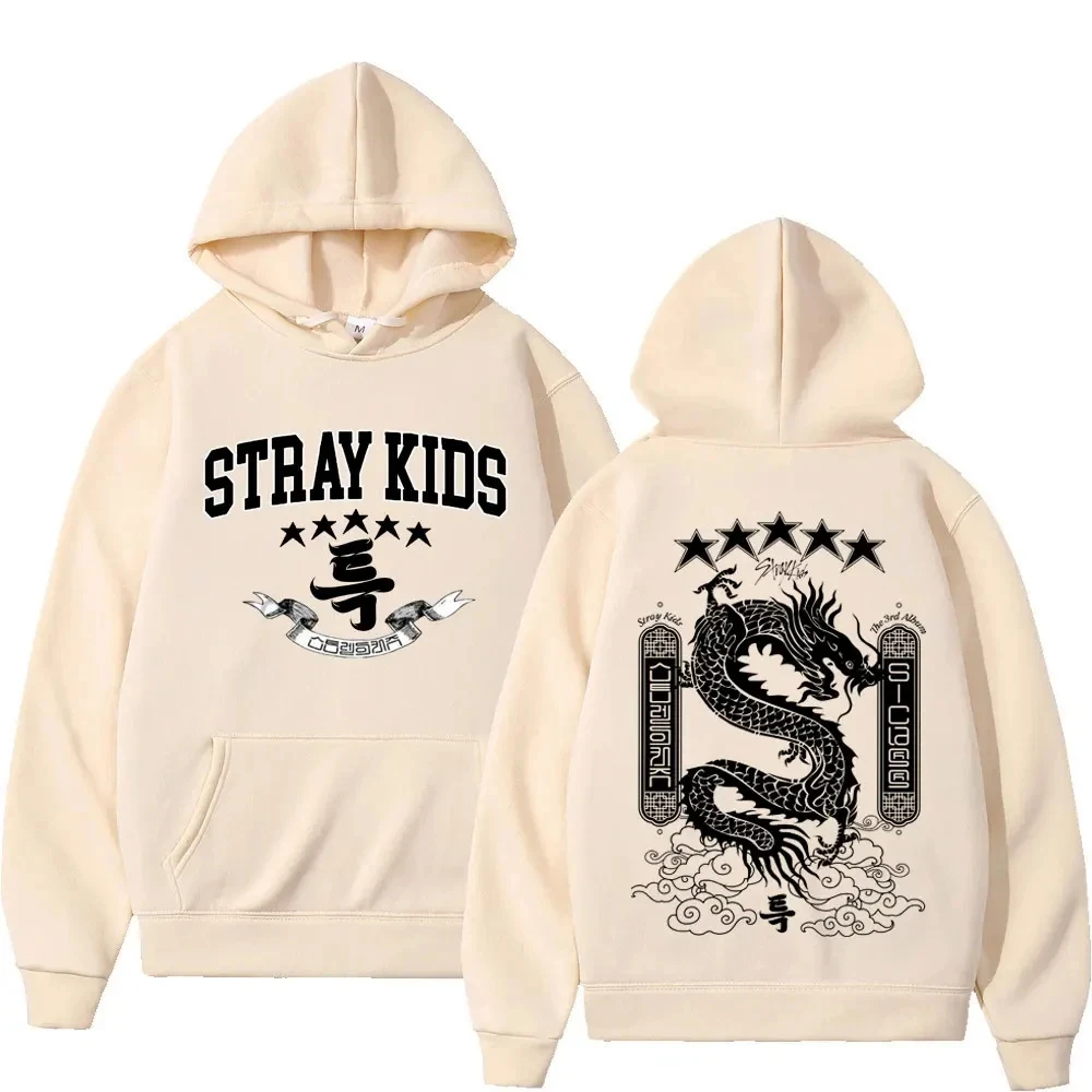 

Tracksuit Autumn Winter Unisex Sweatshirt y2k Style Pullovers Man Women Hoody Korea Kpop Boy Band Stray Kids 5 Star Print Hoodie
