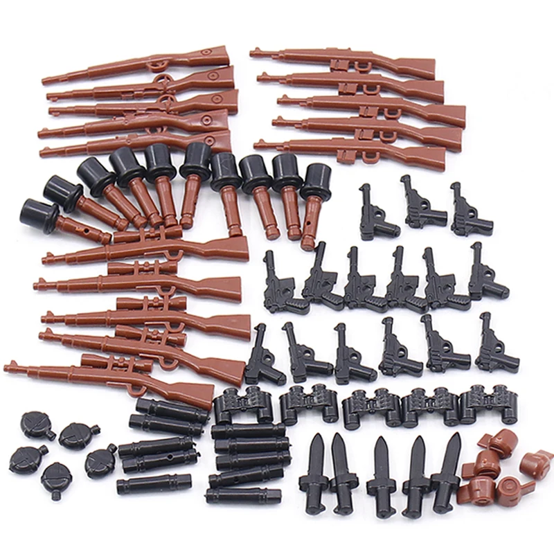 

Military WW2 Weapon Gun Rifle Pistol Constructor MOC Brick City Police Army German Soldier Figure Parts Model Accessories Blocks