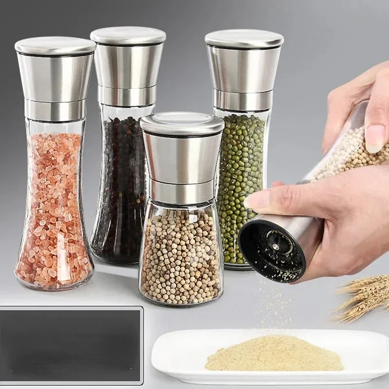 Grinder Stainless Steel Salt and Pepper Mill Manual Food Herb Grinders Spice Jar Containers Kitchen Gadgets Spice Bottles Glass S4485777bbf6d4378ae2b200e451b7aabI