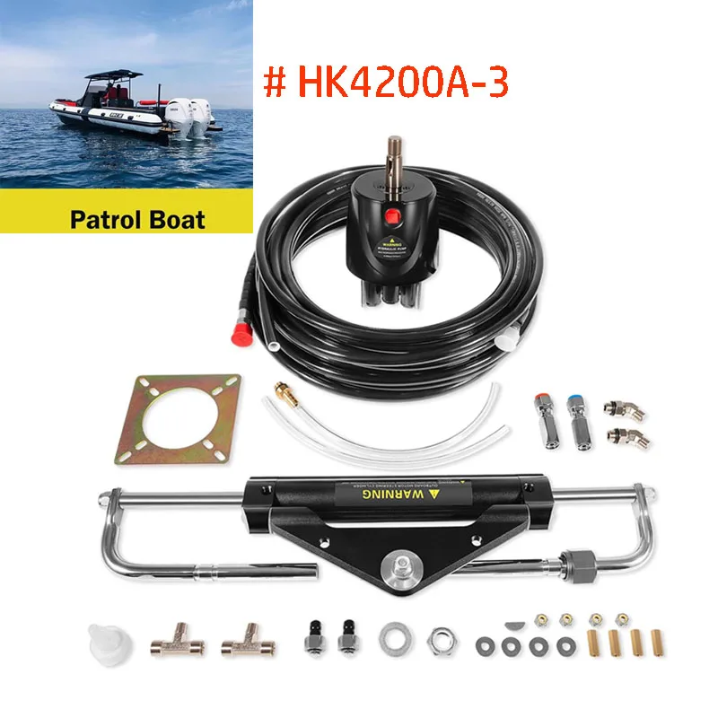 

150HP Hydraulic Outboard Steering Kit Marine System, Built-in Two-Way Lock Hydraulic Cylinder, for Single Station, Single-Engine