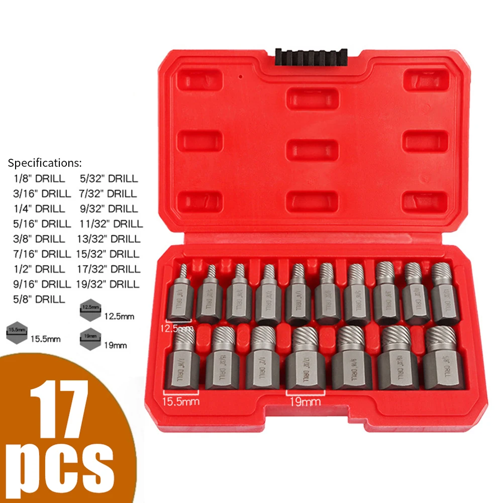 17pcs/Set Screw Extractor Kit Alloy Steel Damaged Screw Remover Set Easy Out Drill Bits Bolt Stud Multi-Spline Screw Extractor
17pcs/Set Screw Extractor Kit Alloy Steel Damaged Screw Remover Set Easy Out Drill Bits Bolt Stud Multi-Spline Screw Extractor
