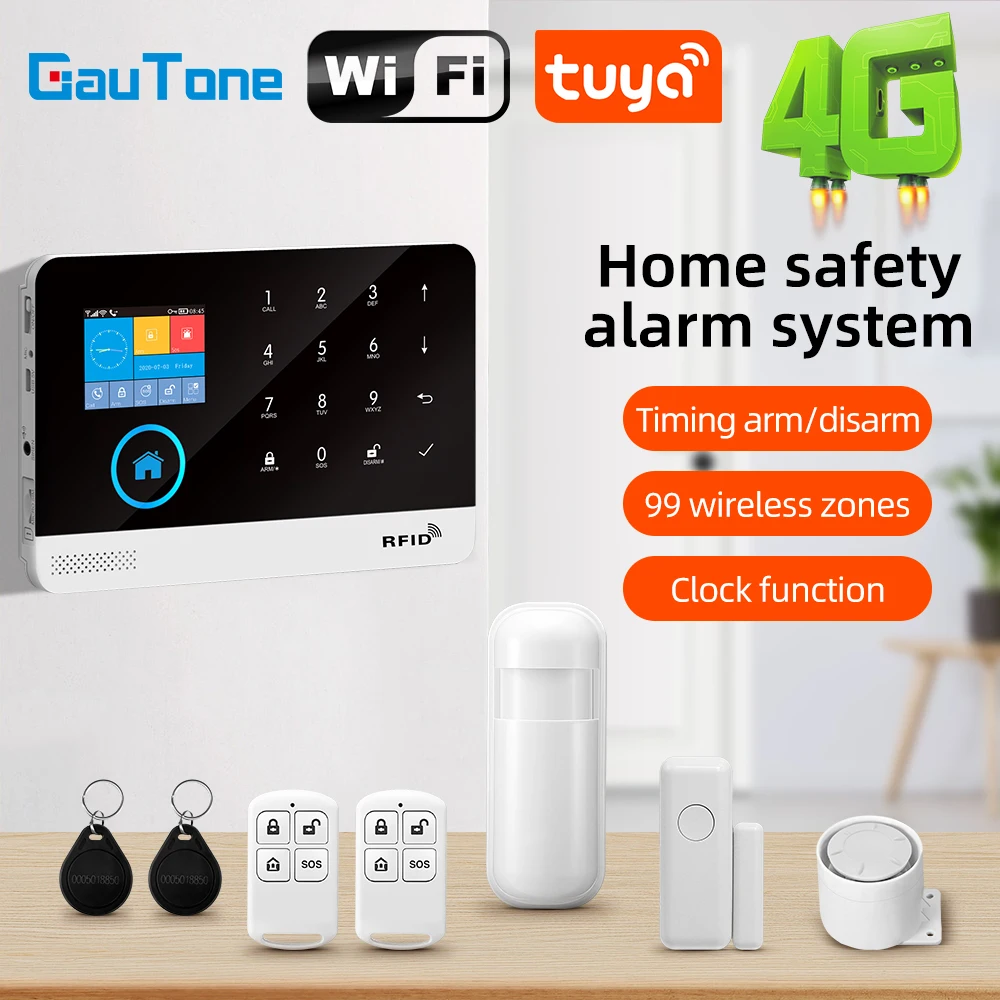 4G Wireless Home Alarm System Tuya Smart Life Burglar Alarm Kits WiFi Security Alarm System Support Google Alexa Remote Control
4G Wireless Home Alarm System Tuya Smart Life Burglar Alarm Kits WiFi Security Alarm System Support Google Alexa Remote Control
