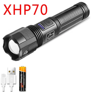 4 코어 Led 손전등 알루미늄 합금 XHP70.2 XHP50.2 전술 사냥 토치, Usb 충전식 줌이 가능한 랜턴 18650 AAA 배터리 상품 이미지
