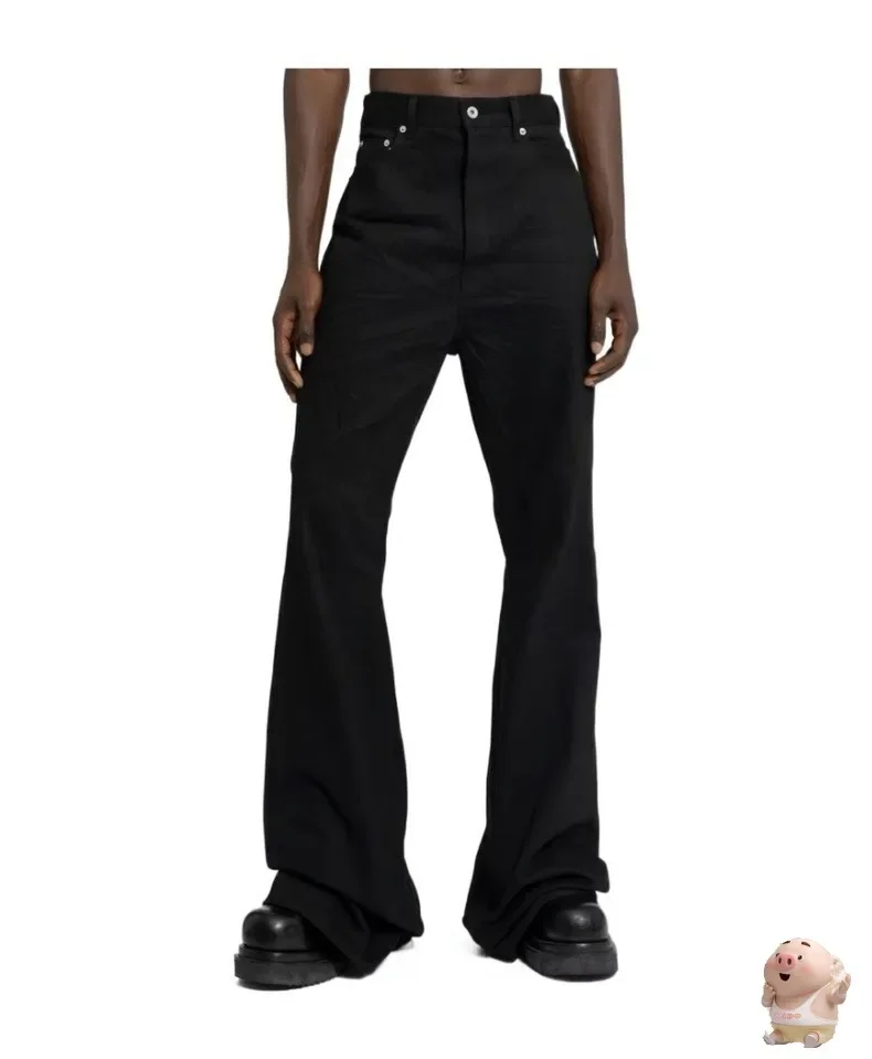 

Washed Elastic Floor Mop Micro Horn Pants Jeans Men Women Streetwear Hip Hop Black Joggers Trousers