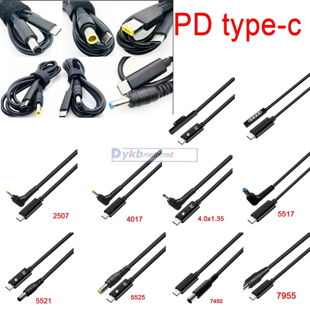 65W 3A PD to DC 5525 5521 5530 4530 7450 surface magsafe2 Decoy trigger Adapter cable TYPE-C charging notebook Fast charge
65W 3A PD to DC 5525 5521 5530 4530 7450 surface magsafe2 Decoy trigger Adapter cable TYPE-C charging notebook Fast charge