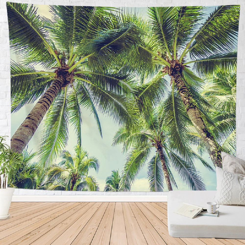 

Hawaii Palm Coconut Trees Tapestry Tropical Blue Sky Ocean Nature Scenery Tapestries Bedroom Living Room Dorm Decor Wall Hanging