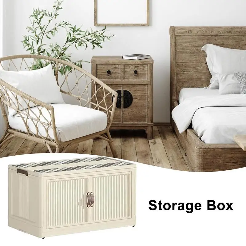 

Stackable Storage Bin Collapsible Storage Box With Lid Closet Organizer Folding Cabinet Clothes Quilts Toy Sundries Storage Box