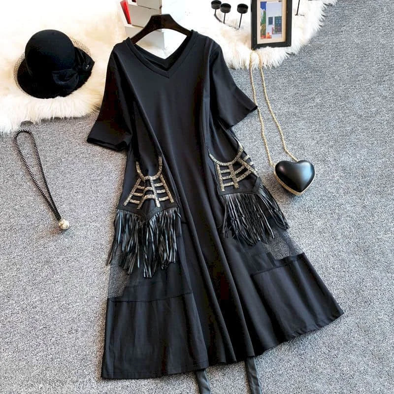 Dresses for Women 2023 Large Size Mid Length Patchwork Tassel Loose Fitting Oversized V-Neck Summer Clothing for Women Clothing
Dresses for Women 2023 Large Size Mid Length Patchwork Tassel Loose Fitting Oversized V-Neck Summer Clothing for Women Clothing