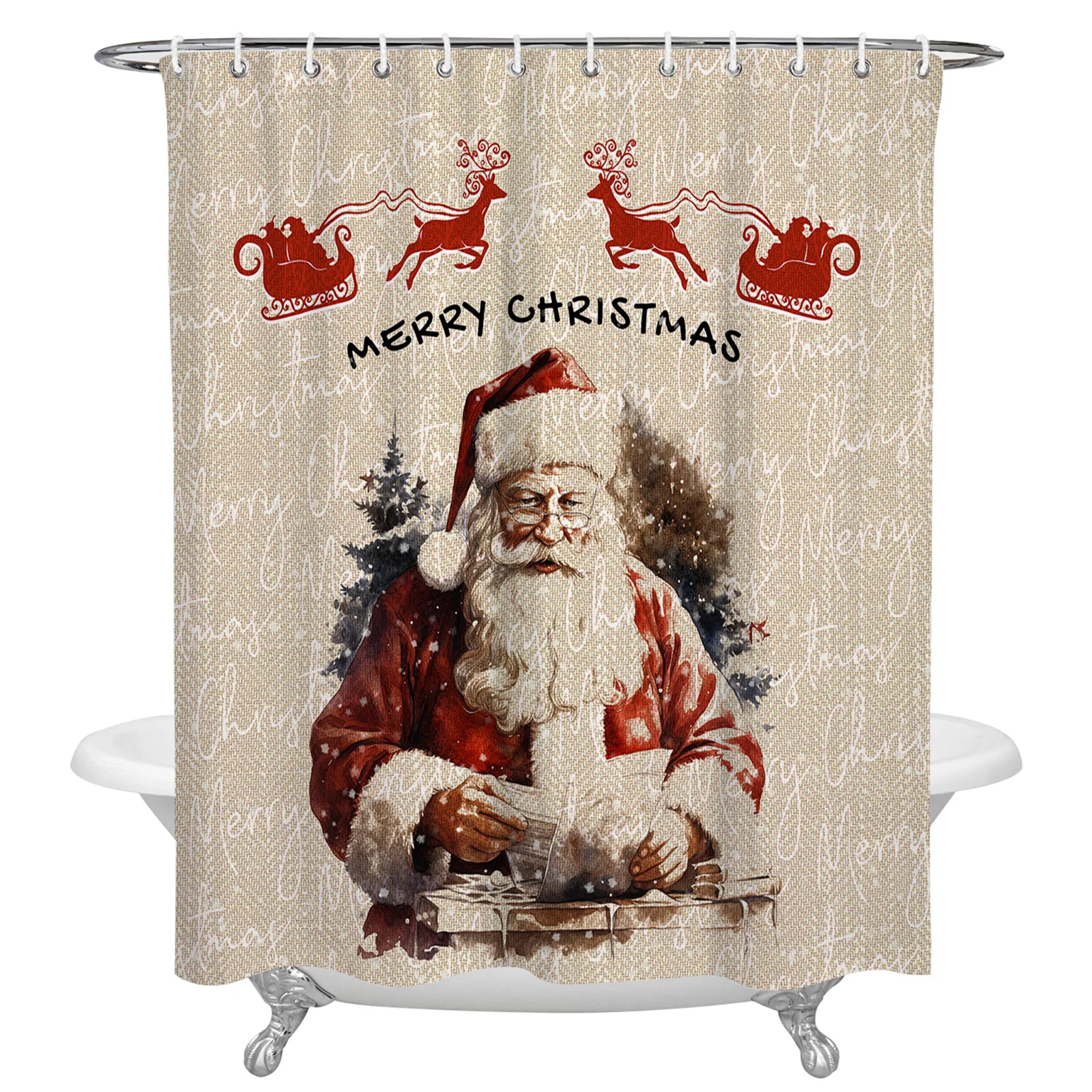 Christmas Santa Claus Snowflakes Shower Curtains Waterproof Bath Curtains Home Decor Modern Luxury Bathroom Curtain
Christmas Santa Claus Snowflakes Shower Curtains Waterproof Bath Curtains Home Decor Modern Luxury Bathroom Curtain