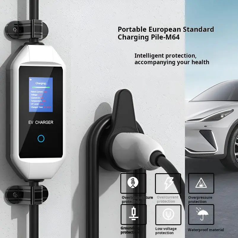 Electric vehicle portable type2 charger AC250V3.5KW European standard household car charger with screen display 5 meters cable
Electric vehicle portable type2 charger AC250V3.5KW European standard household car charger with screen display 5 meters cable
