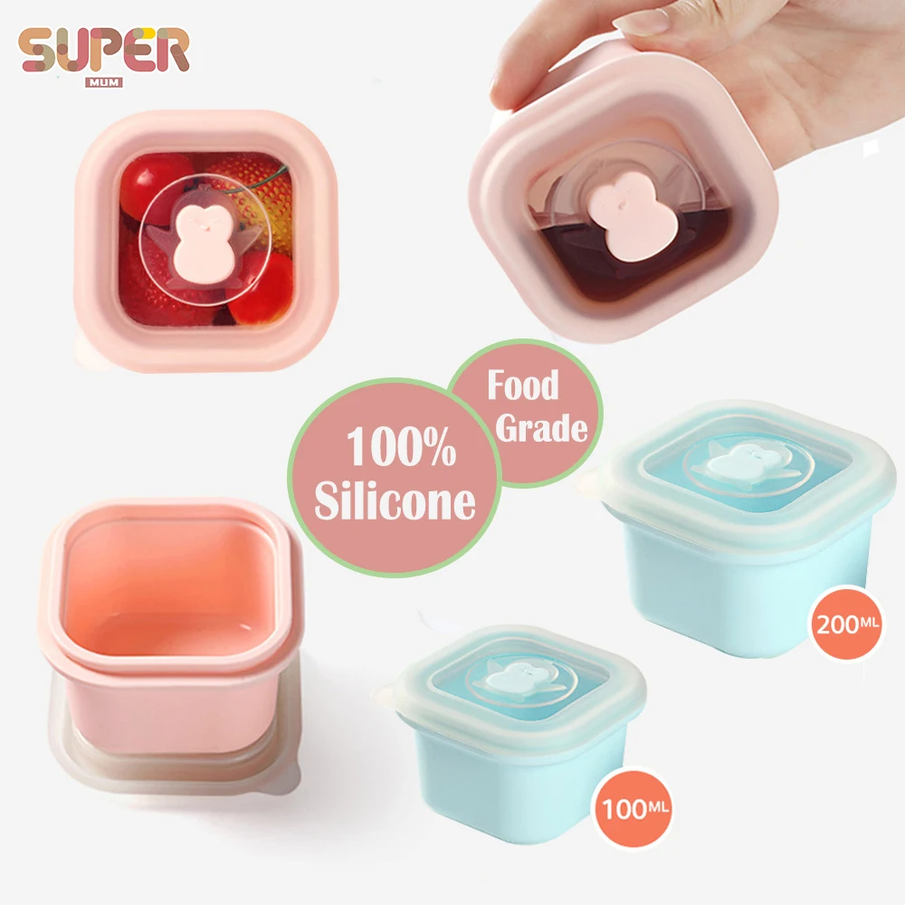 

Baby Silicone Food Container Fruit Snack Box Breast Milk Storage Box Freezer Crisper Outdoors Child Fresh Food Milk Powder Box