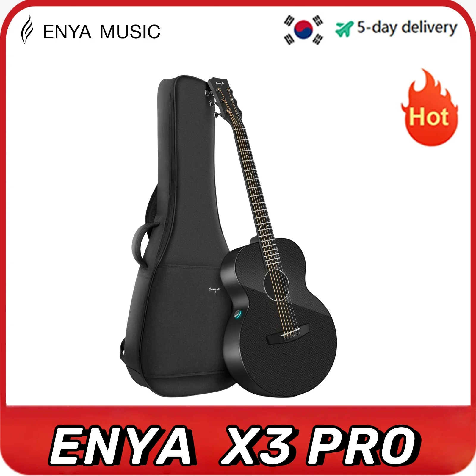 

Enya X3 Pro Acoustic Electric Guitar Carbon Fiber Travel Guitar AcousticPlus Guitar Bundle with Gig Bag, Instrument Cable